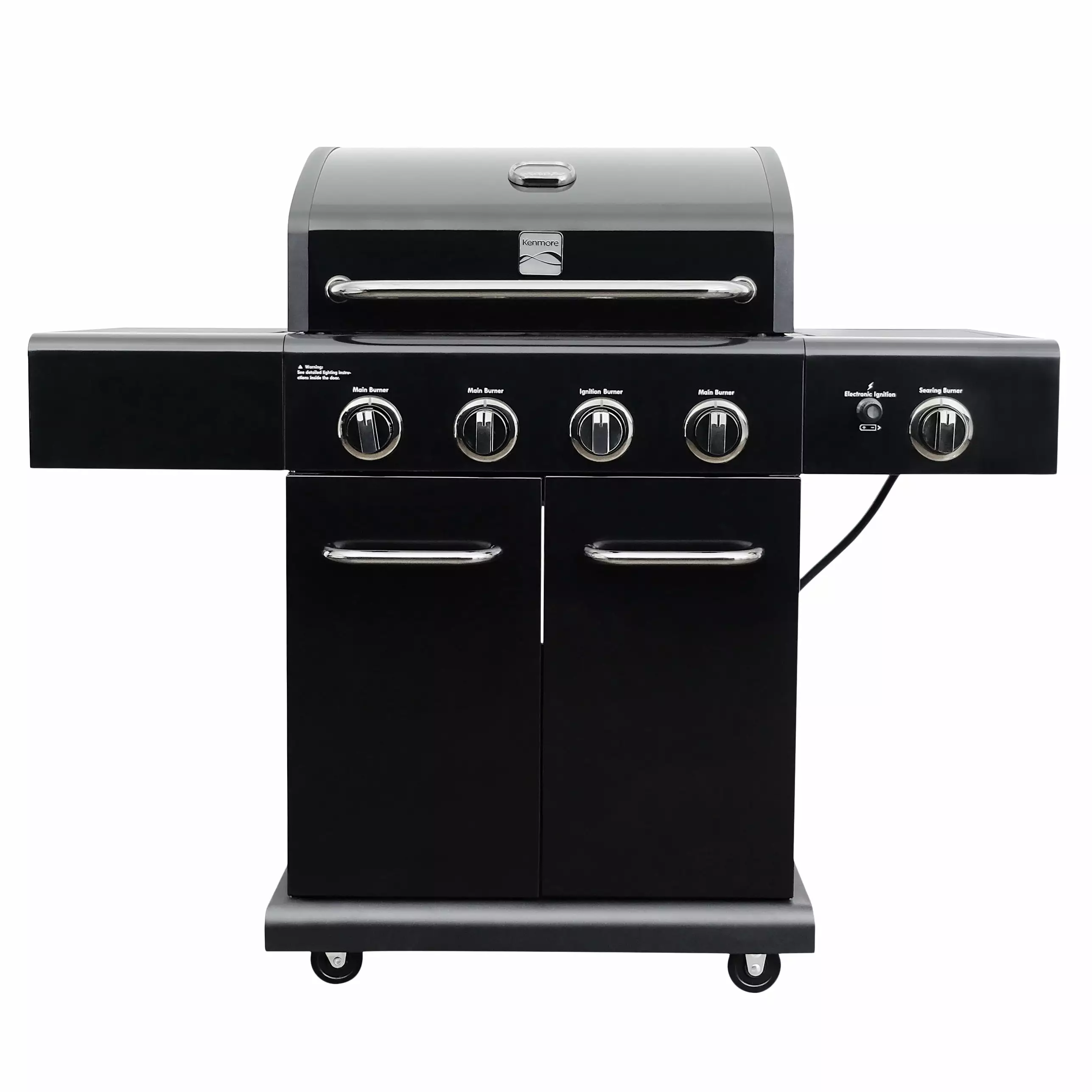 Kenmore 4-Burner Propane Gas Grill Searing Side Burner Black Black Chrome Accent
