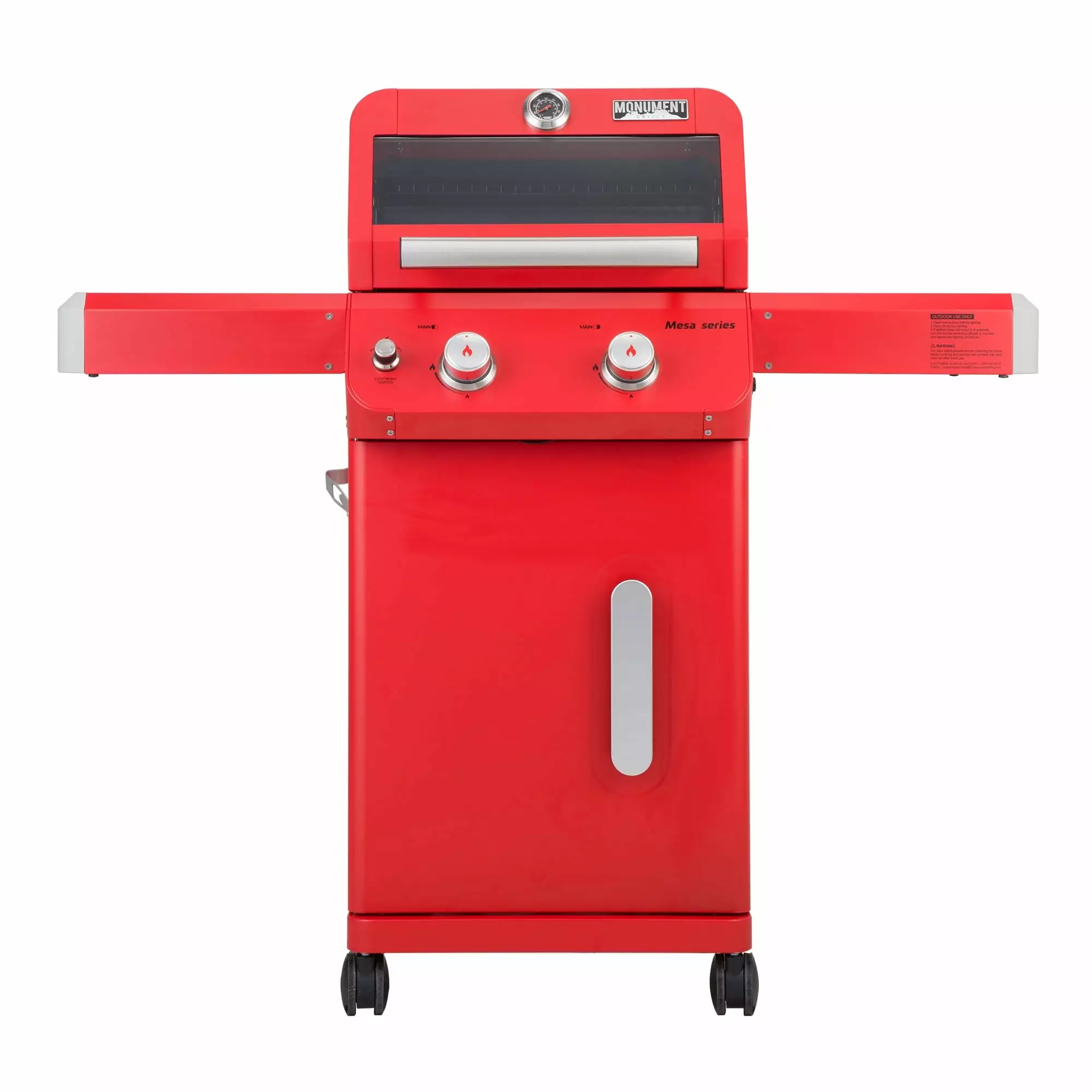 Mesa 2-Burner Propane Gas Grill Red Clear View Lid and LED Controls