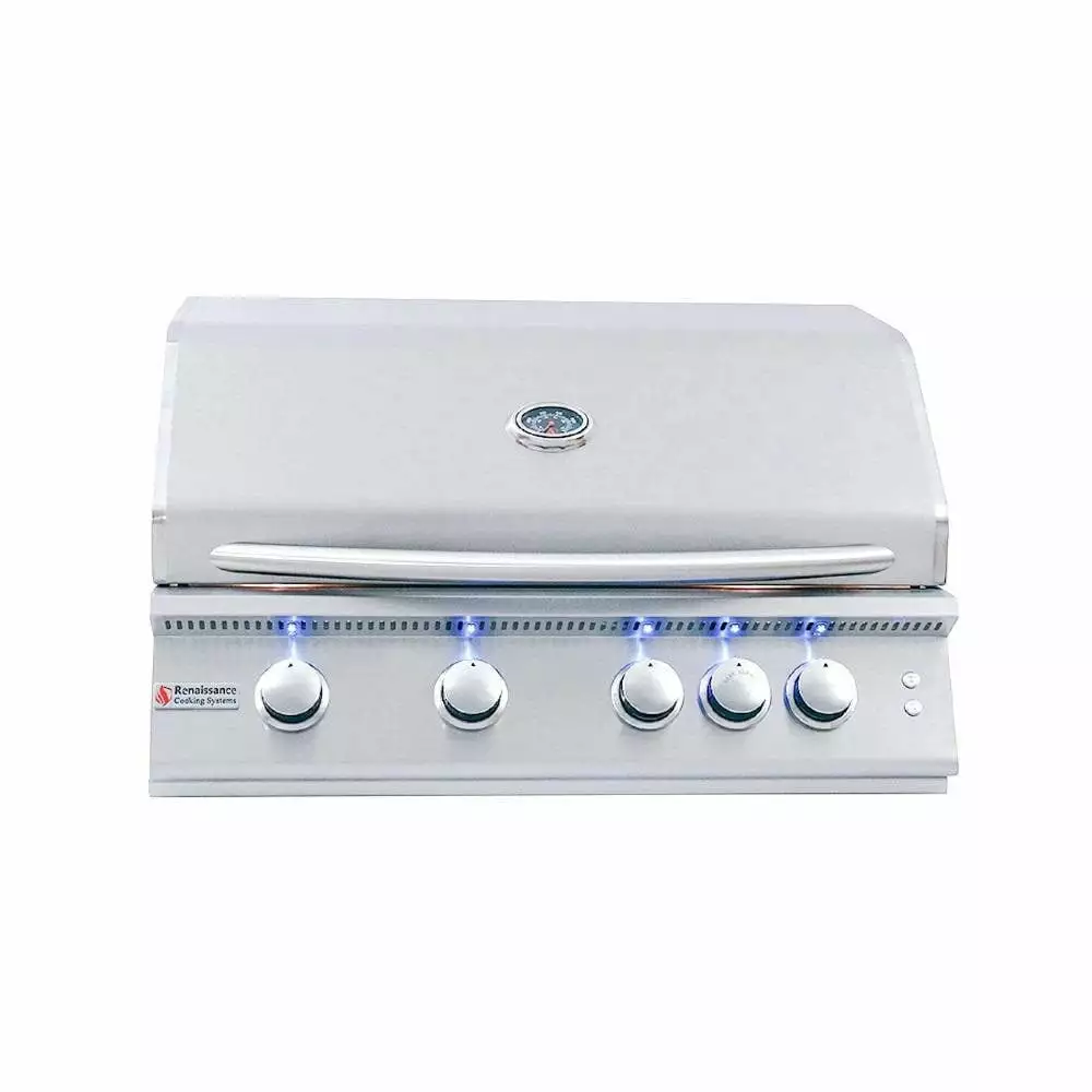 RCS Premier Series 32-Inch 4-Burner Built- Propane Gas Grill Rear Infrared Burner Grill Lights RJC32ALLP