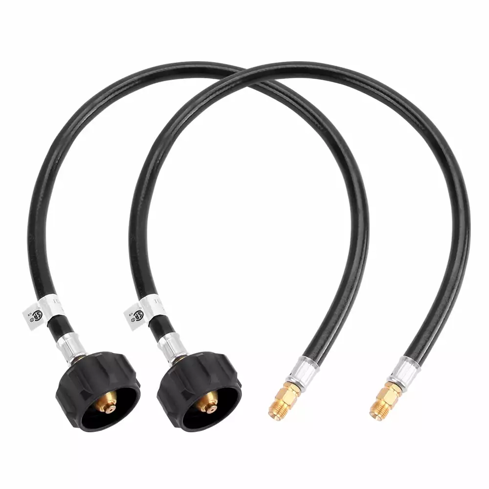 GasSaf 2FT RV Pigtail Propane Hose QCC1 Connector Acme and 1/4 Inverted Male Flare 2-Piece Set 2