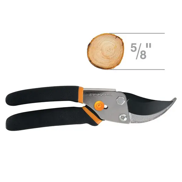Fiskars Traditional Bypass Pruner Non-Slip Grip 0.625 Inch Cut