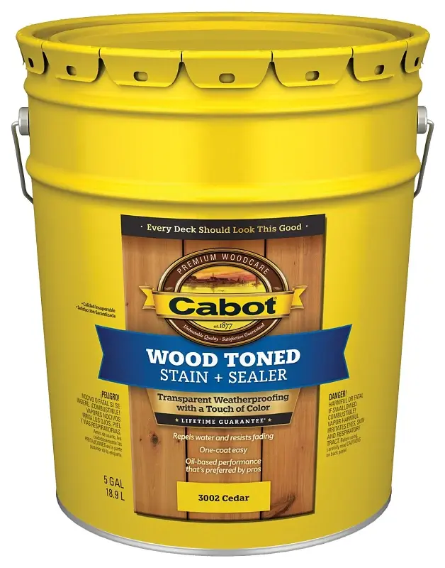 Cabot 3000 Series 140.0003002.008 Exterior Stain, Wood Toned, Cedar, Liquid, 5 gal, Pail
