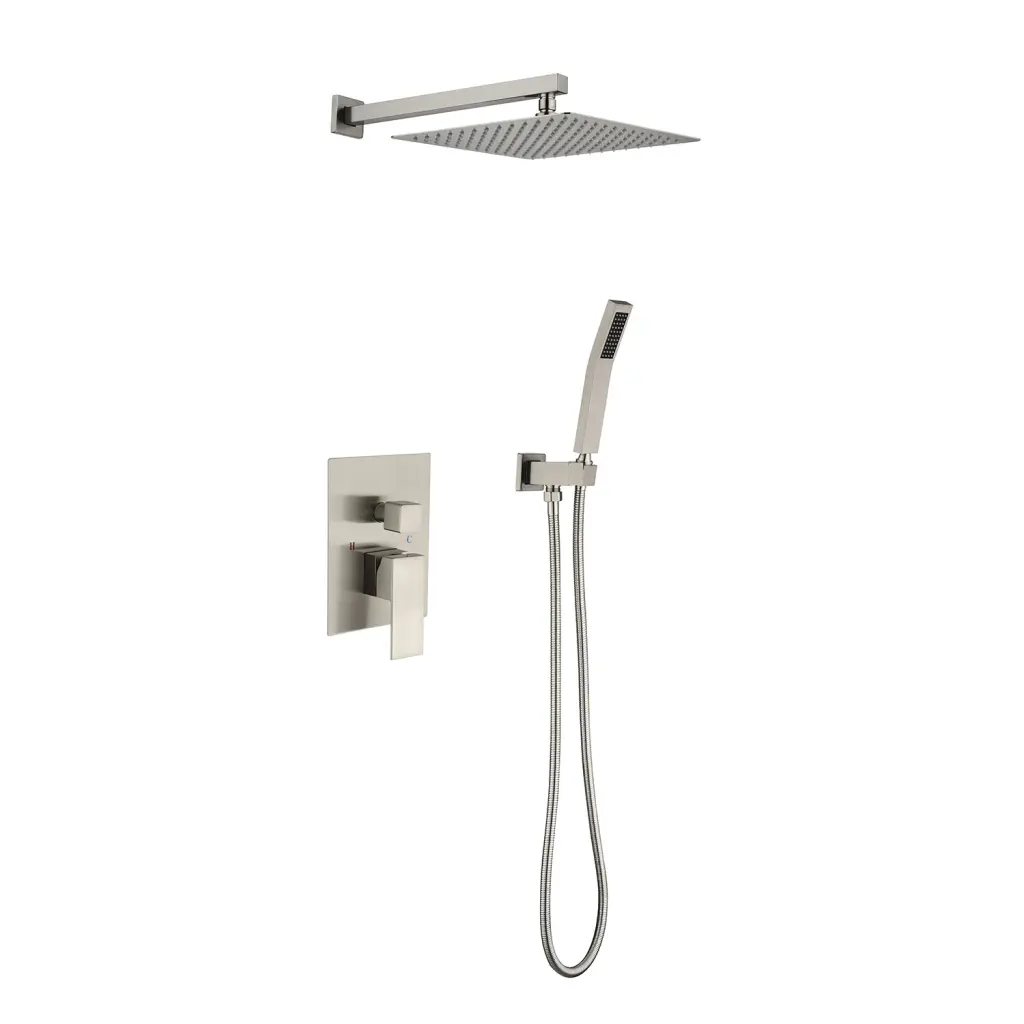 12 Inch Rain Shower Head System Wall Mounted One Applicator Nickel w2287