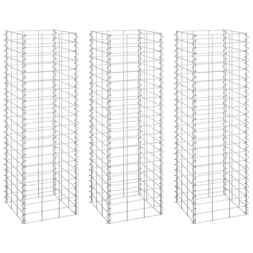 Gabion Raised Beds 3 pcs 11.8x11.8x39.4 Inches Iron