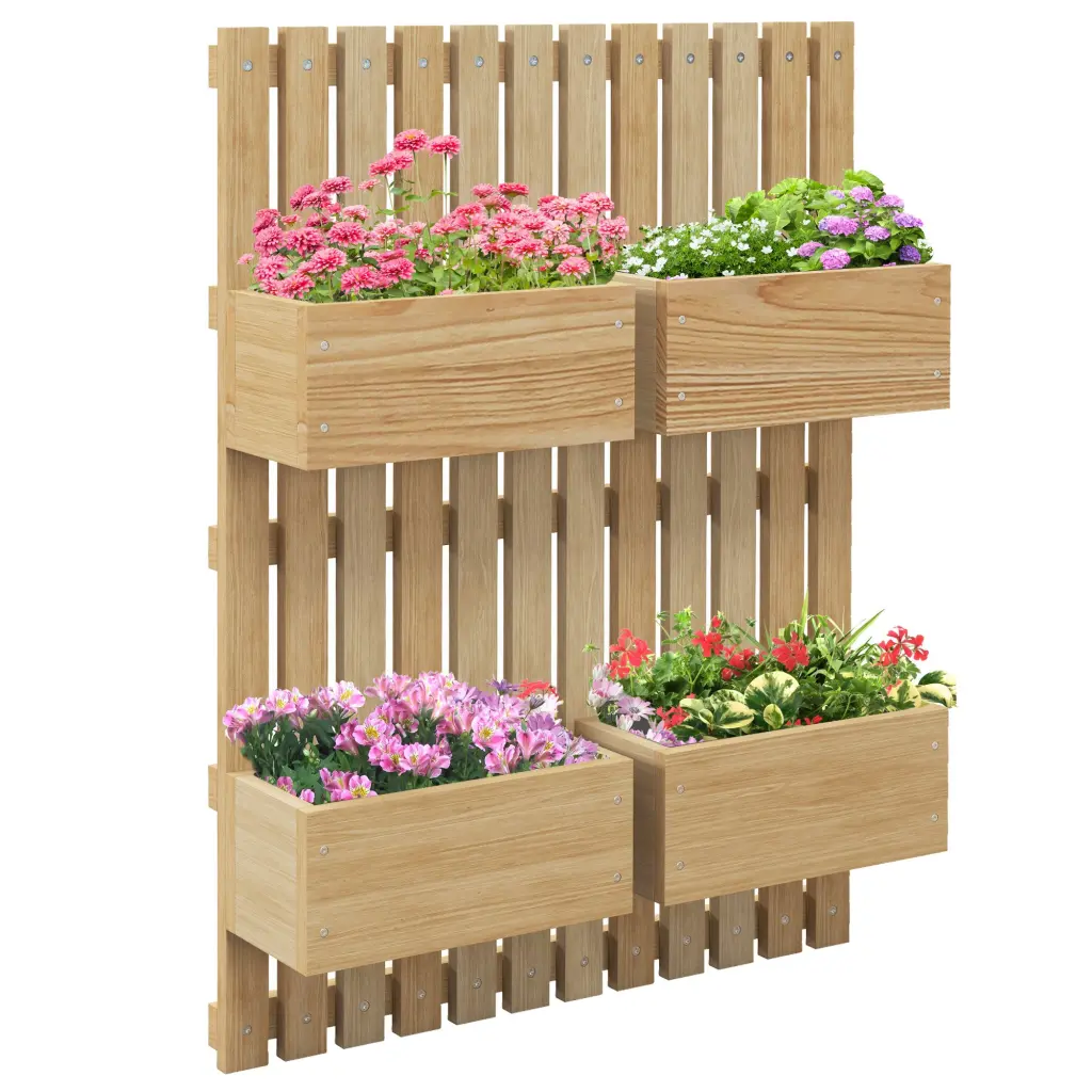 Outsunny 4 Box Raised Garden Bed Trellis Vine Flowers Climbing Plants Outdoor Gardening aosom business