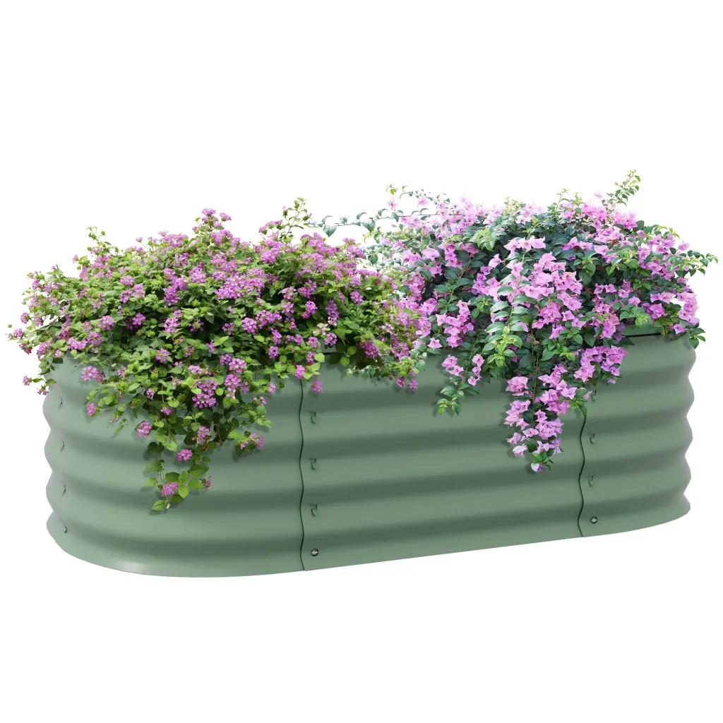 Outsunny 3.4 X 2 X 1 Foot Galvanized Raised Garden Bed Kit Outdoor Metal Planter aosom business