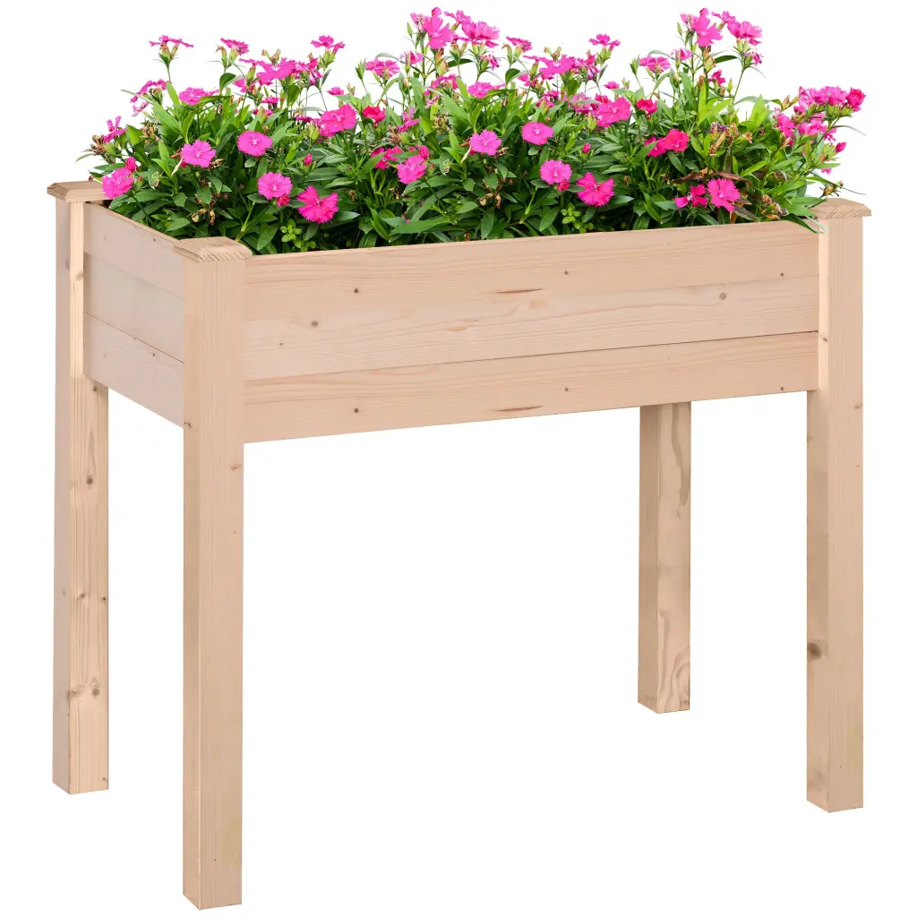 Outsunny Raised Garden Bed Legs 34 Inch X 18 Inch X 30 Inch Elevated Timberen aosom business