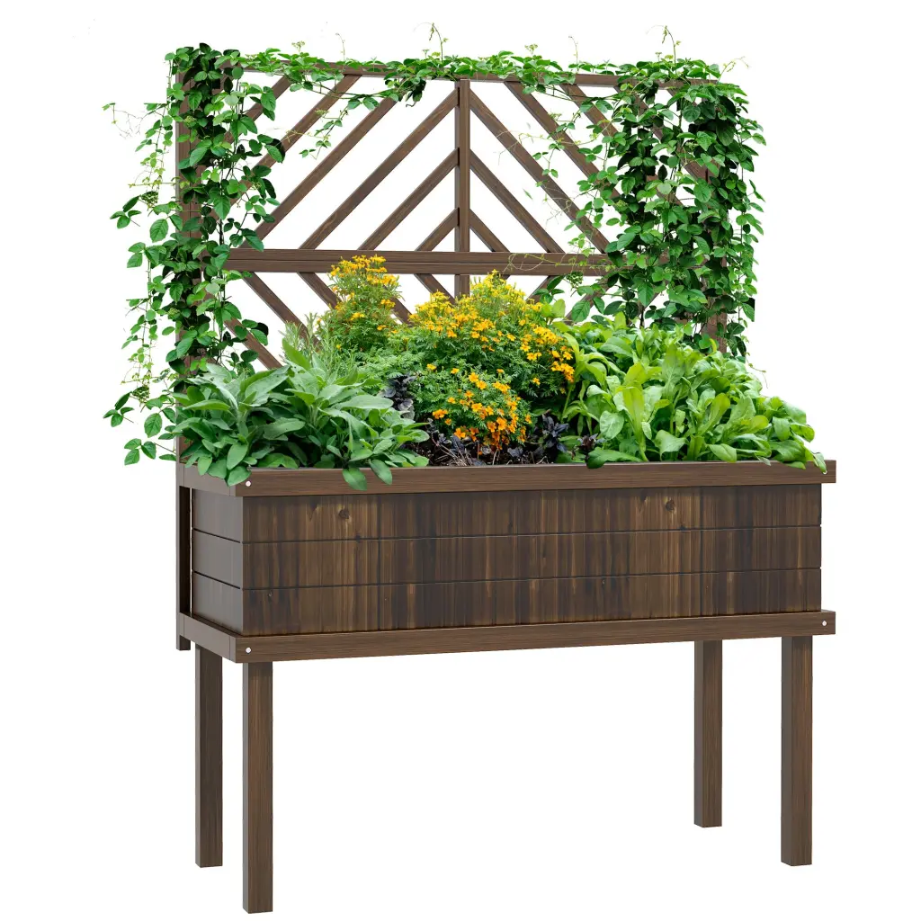 Outsunny Raised Garden Bed Trellis Climbing Plants Vegetables aosom business