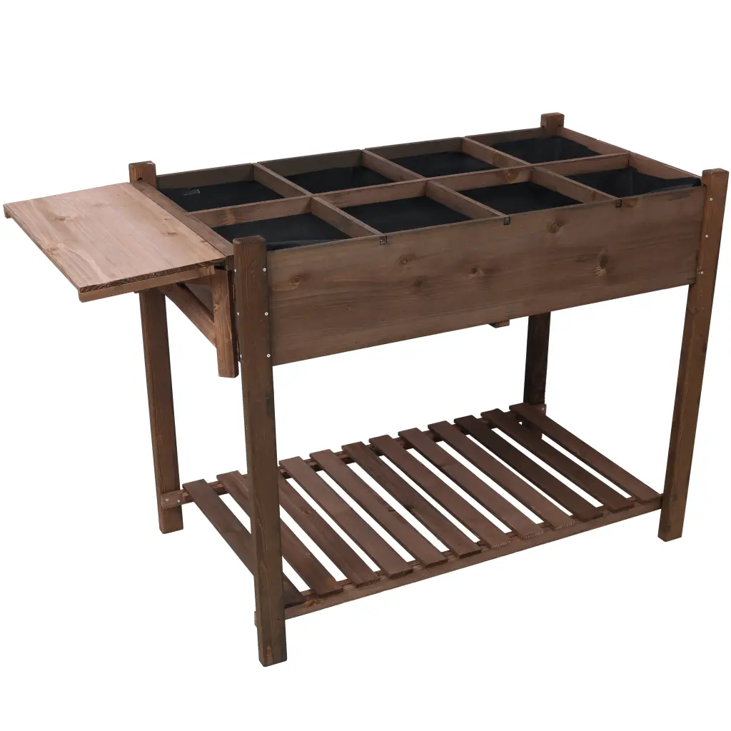 8 Pockets Horticulture Raised Garden Bed Elevated Timber Planter Box Outdoor Gardening g-h
