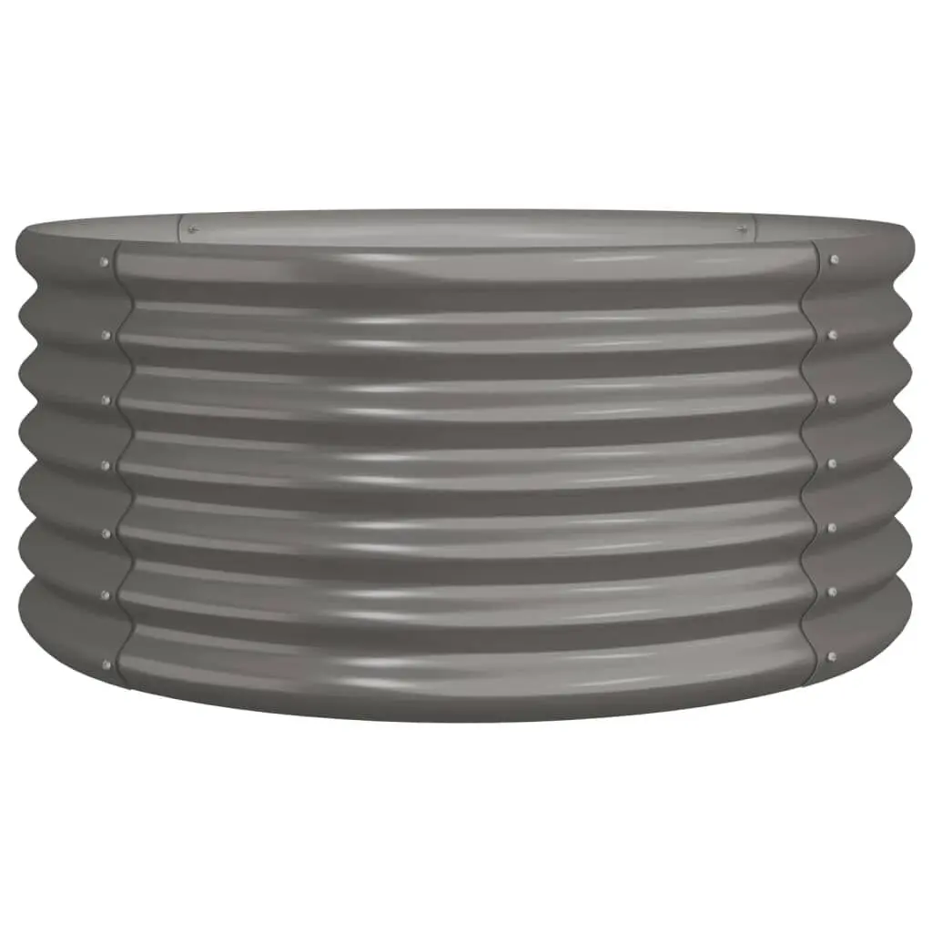 Garden Planter Powder-coated Steel 31.5x31.5x14.2 Inches Gray Outdoor Raised Flower Bed