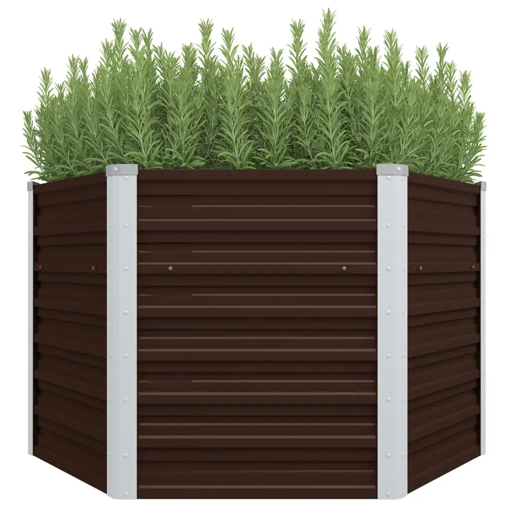 Garden Raised Bed 50.8x50.8x30.3 Inches Galvanized Steel Brown Outdoor Planter Box