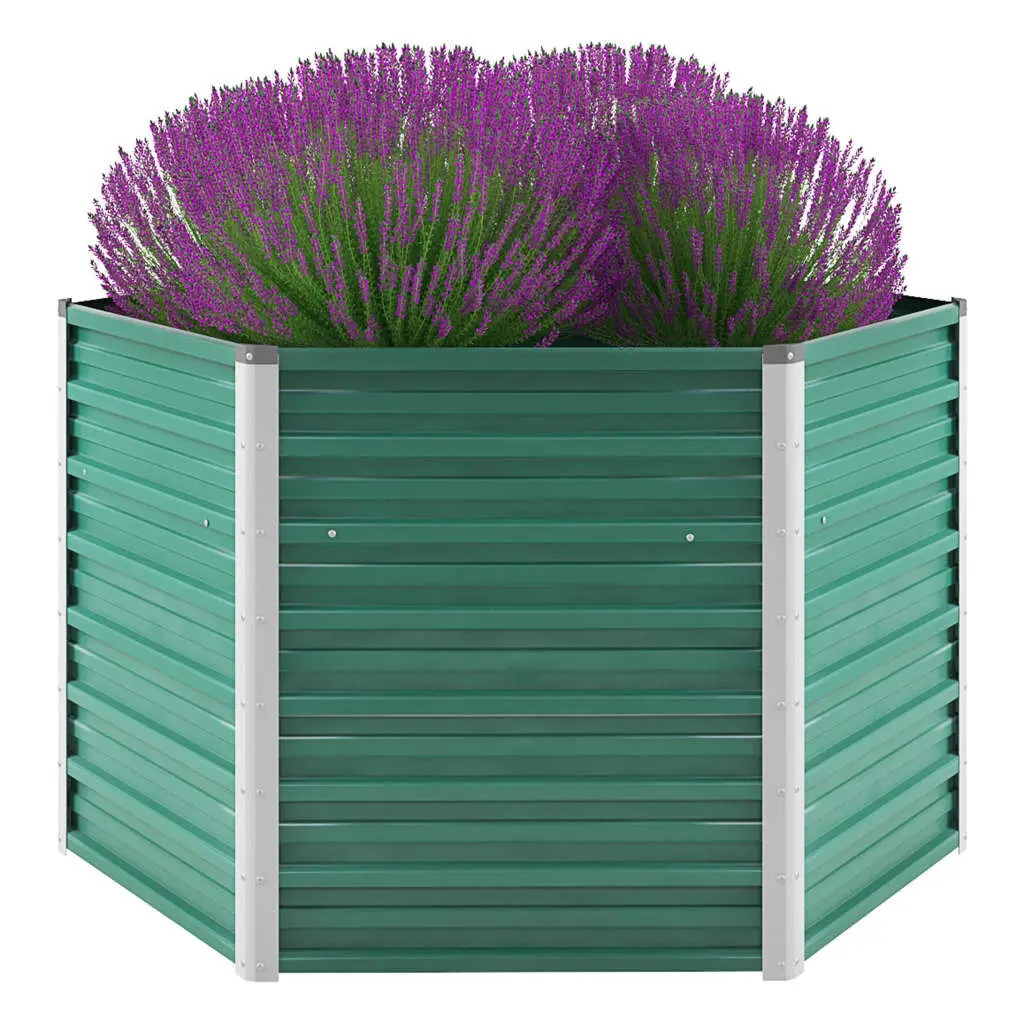 Garden Raised Bed Galvanized Steel 50.8x50.8x30.3 Inches Green Outdoor Planter
