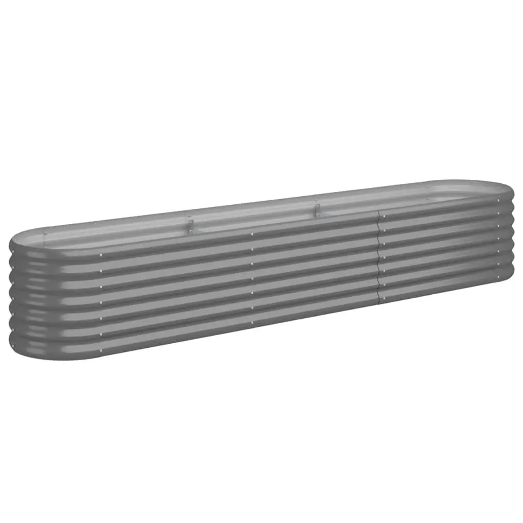Patio Raised Garden Bed 88.2x15.7x14.2 Inches Powder-coated Steel Gray Outdoor Planter Box