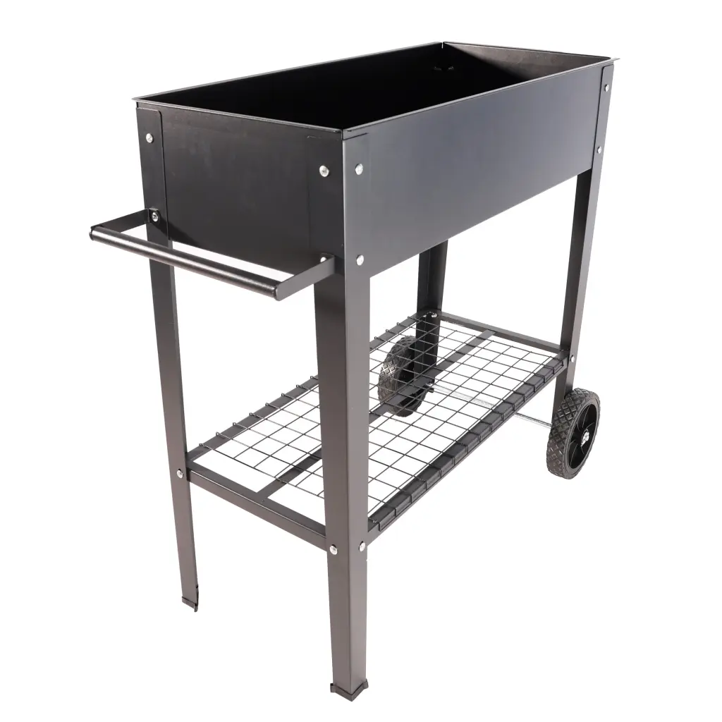 Aveyas Mobile Metallic Raised Garden Bed Shopping Basket Legs Elevated Planter qdxfl