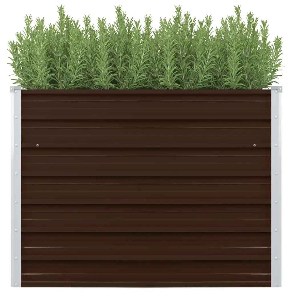 Raised Garden Bed 39.4x39.4x30.3 Inches Galvanized Steel Brown Outdoor Planter Box