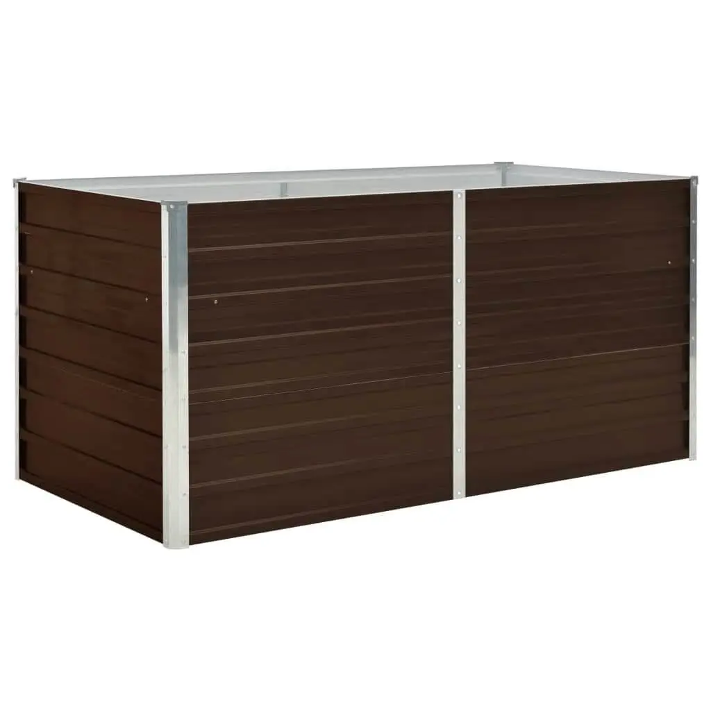 Raised Garden Bed 63x31.5x30.3 Inch Brown Galvanized Steel Planter Box