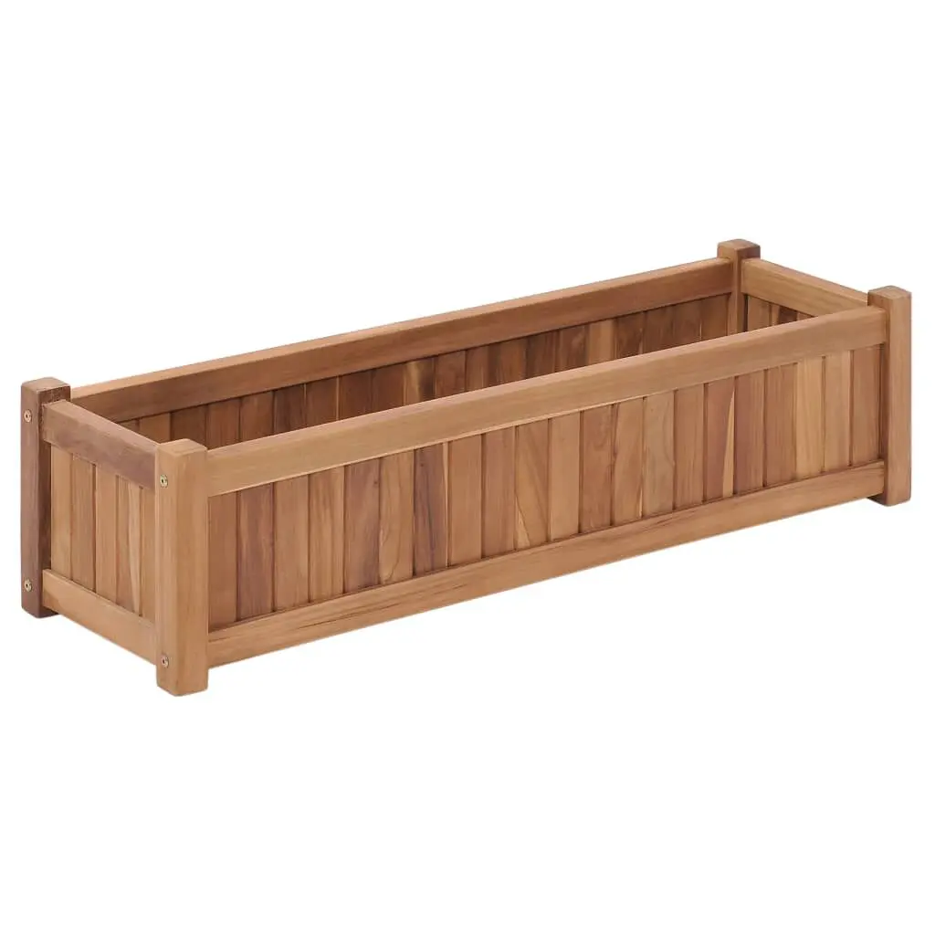 Solid Wood Teak Raised Garden Bed 39.4x11.8x9.8 Inches Elevated Planter Box