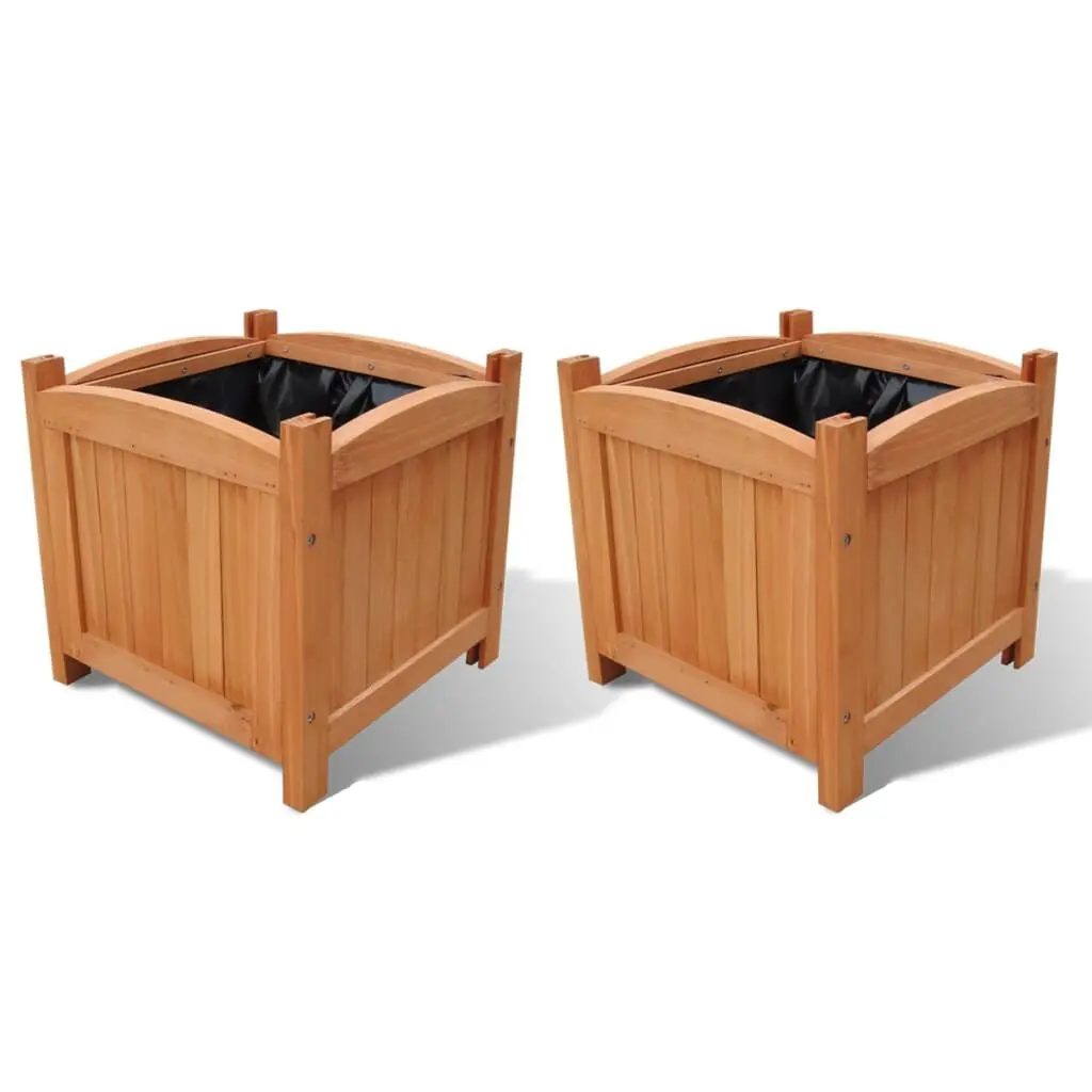 Wooden Raised Bed 11.8x11.8x11.8 Inches Set 2 Garden Planter Boxes