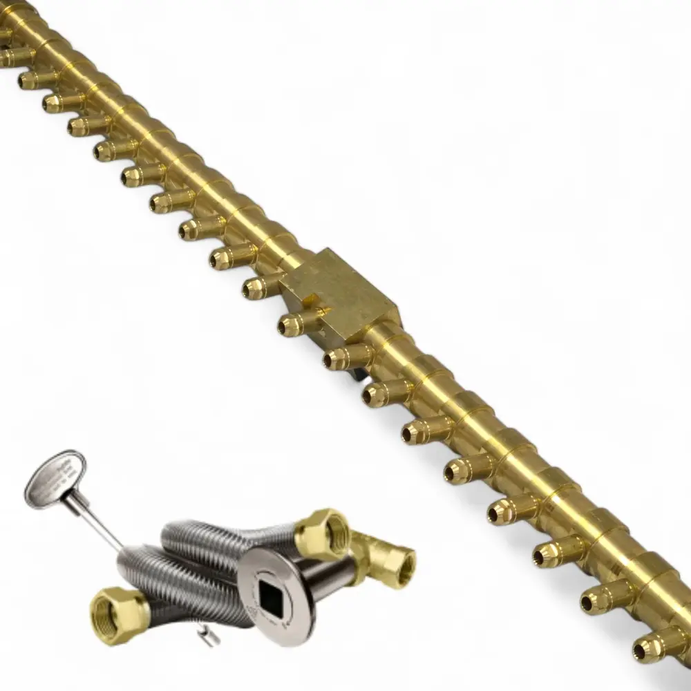 FireGear Pro Series Brass Linear T Burner Fire Pit - Kit Core Valve & Gas Line | UV Protected & Frost Resistant