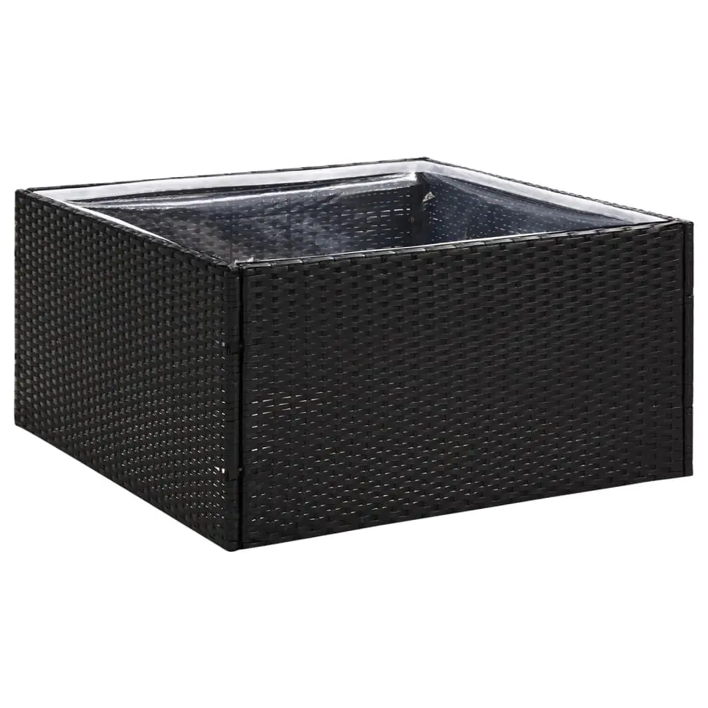 Garden Planter Black 31.5x31.5x15.7 Inches Poly Rattan Outdoor Flower Pot