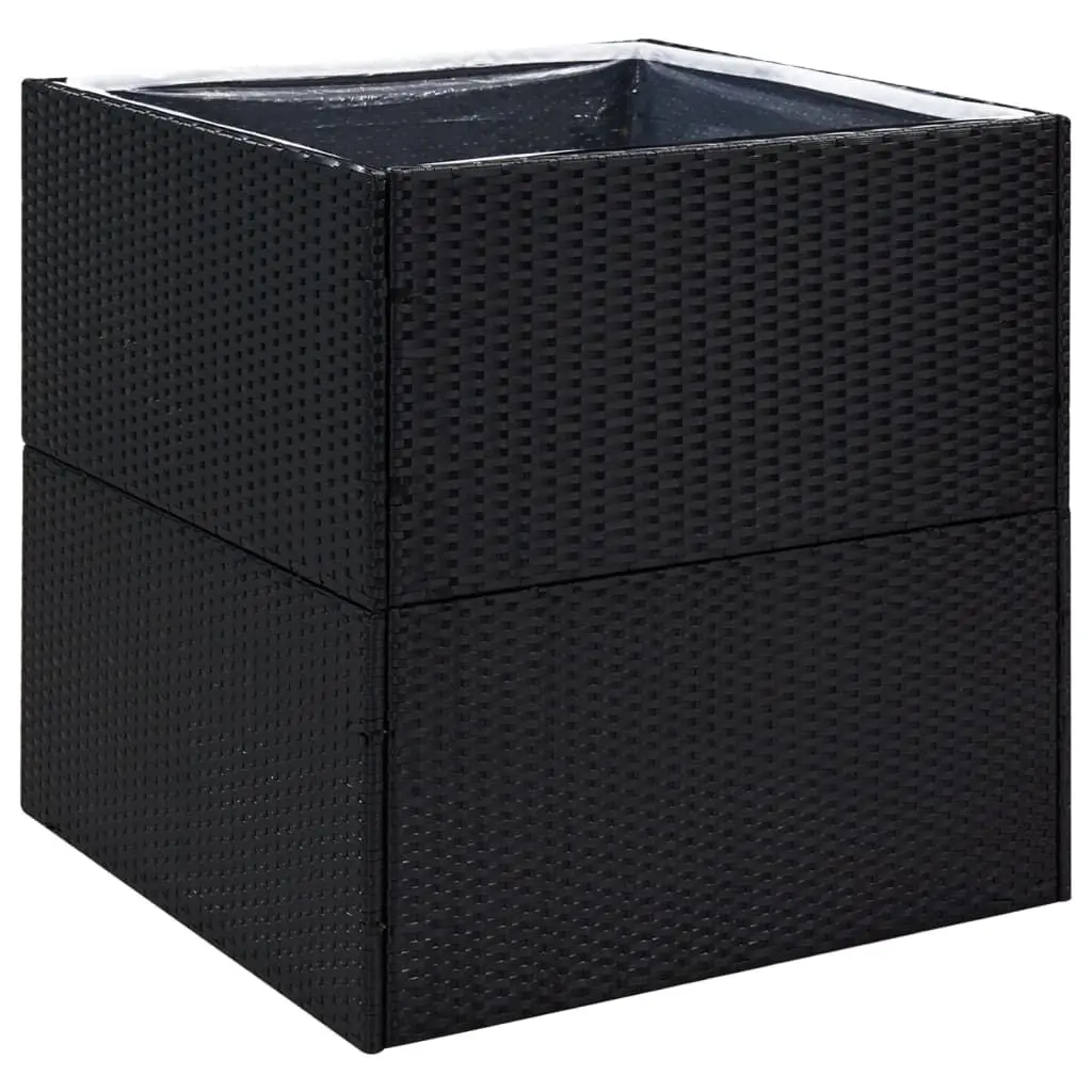 Garden Planter Black 31.5x31.5x31.5 Inches Poly Rattan Outdoor Large Flower Pot