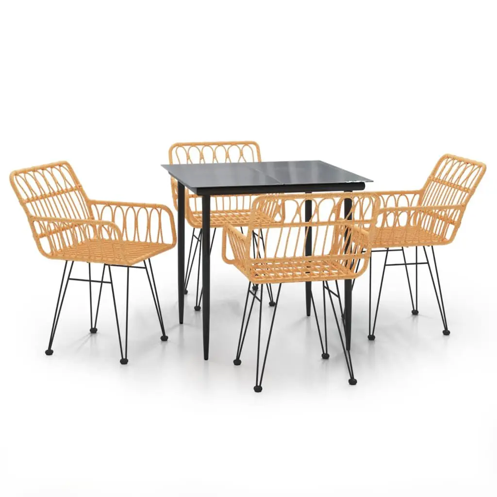 5 Piece Patio Dining Set Poly Rattan Outdoor Garden Furniture