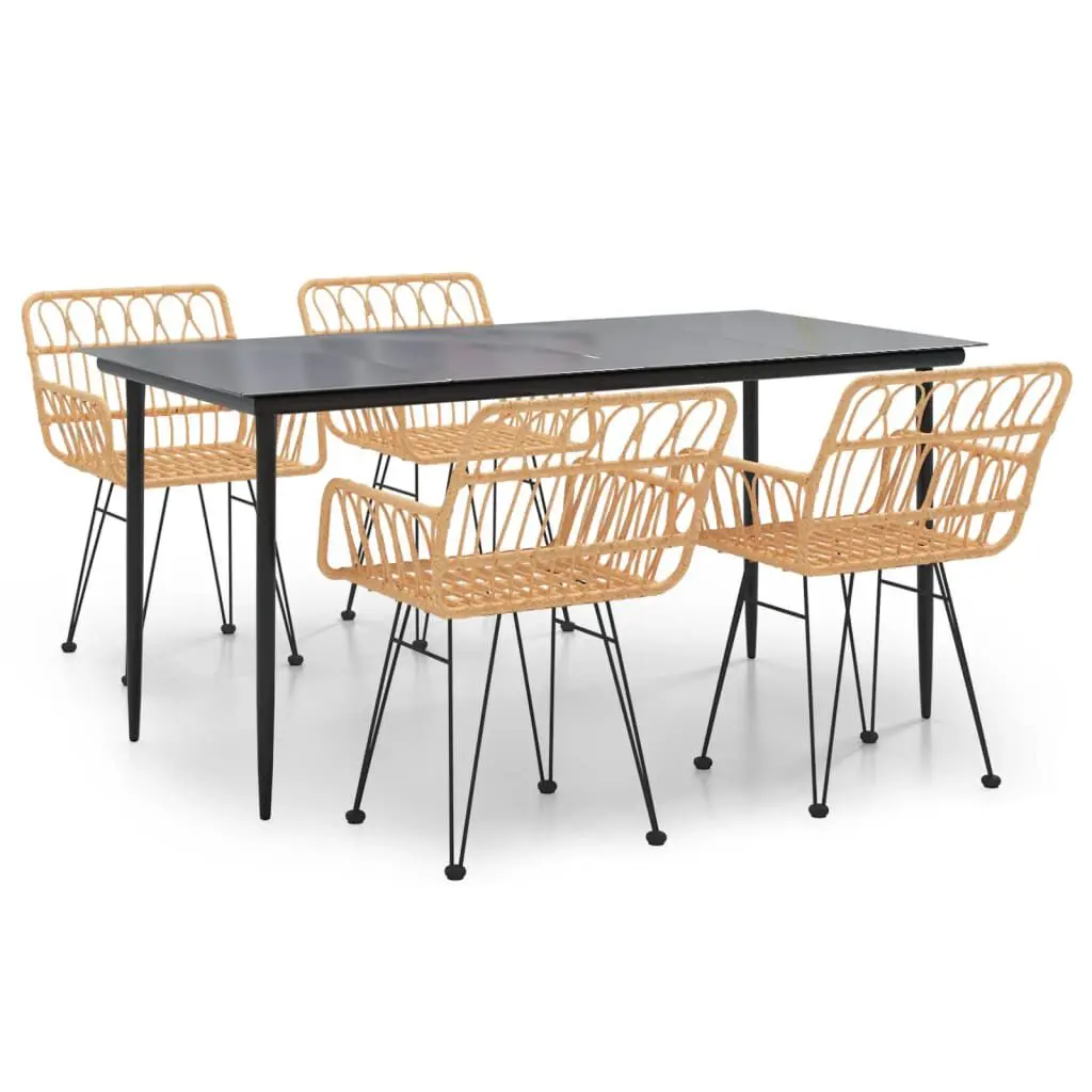 5 Piece Patio Dining Set Poly Rattan Outdoor Garden Furniture