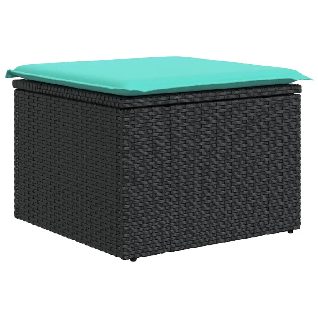 Patio Stool Cushion Black 21.7x21.7x14.6 Inches Poly Rattan Outdoor