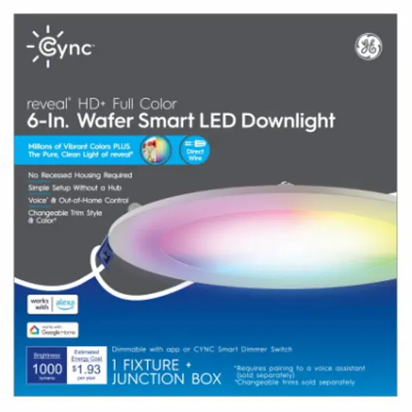 GE 93130935 Cync Smart LED Wafer Downlight 16 Watts Recessed Lighting Smart Control