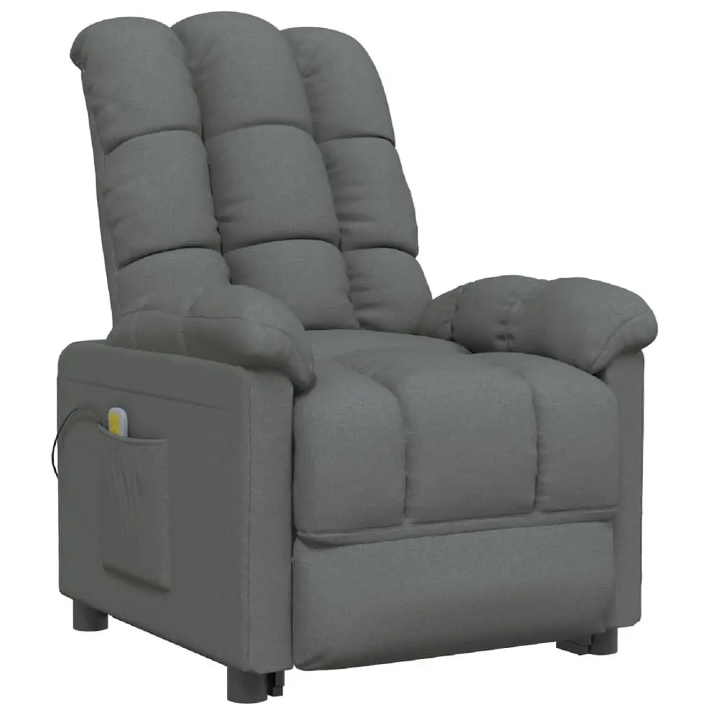 Massage Chair Dark Gray Fabric Recliner Full Body Massage