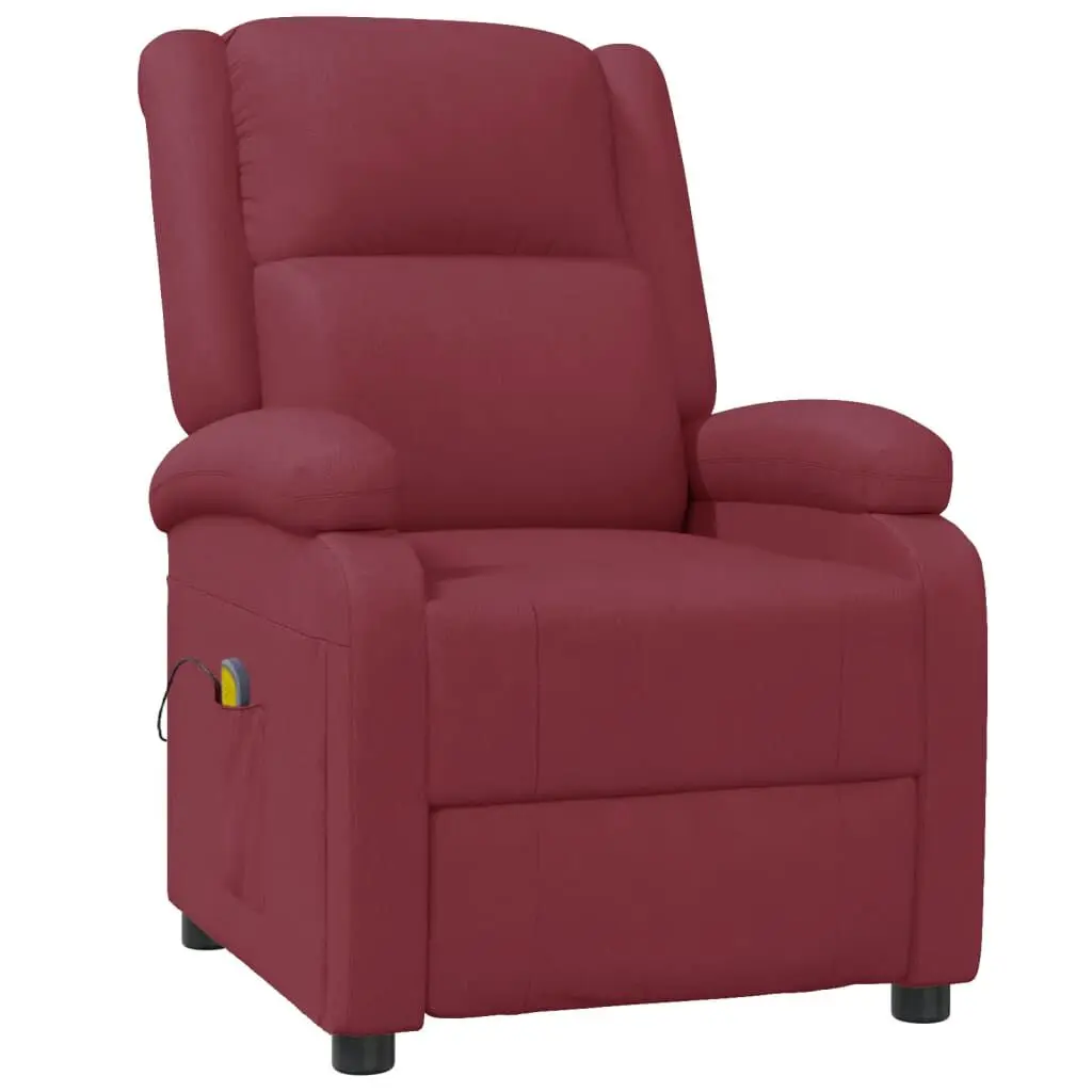 Massage Chair Wine Red Faux Leather Recliner Heat Therapy
