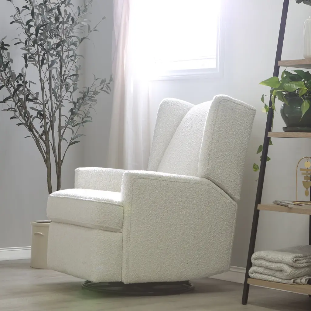 Hemingway Wingback Recliner Cream Boucle Material Living Room b2714