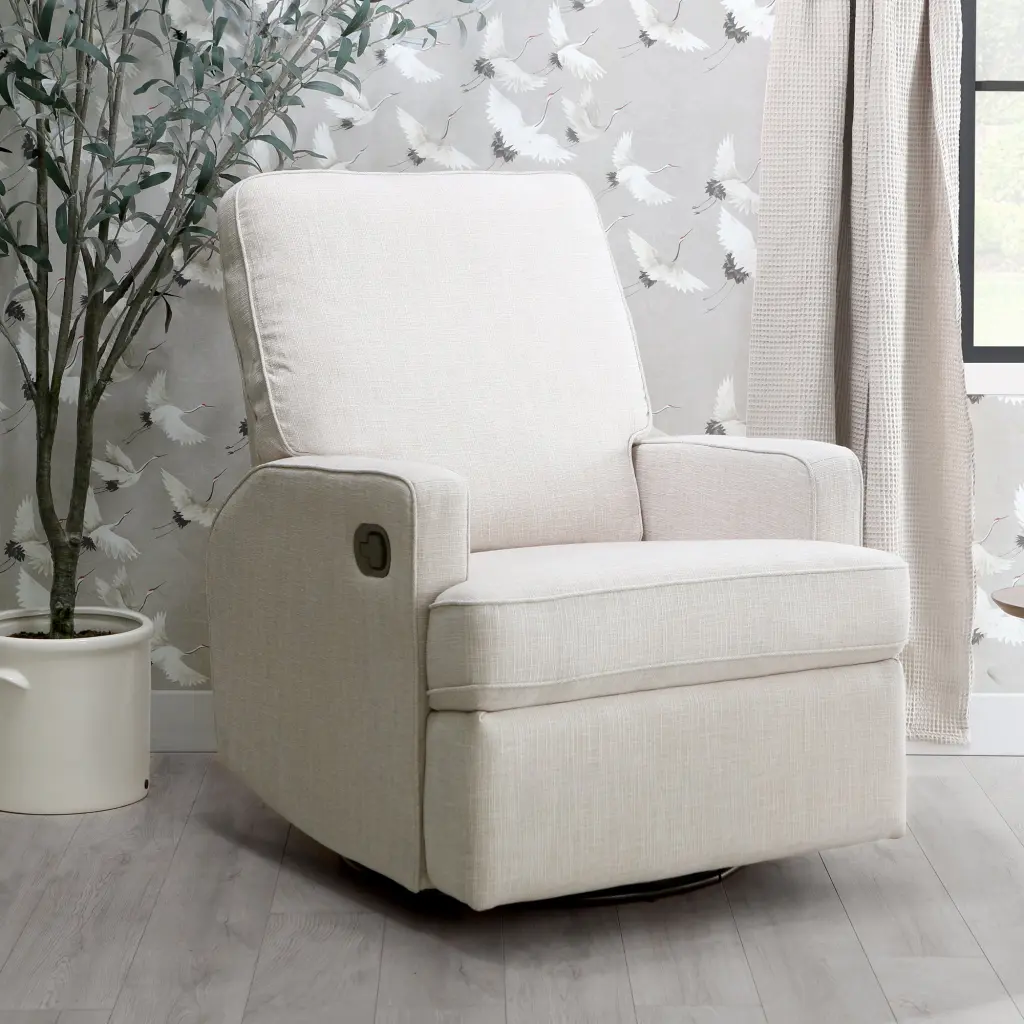 Tucker Swivel Recliner Canvas Beige Material b2714