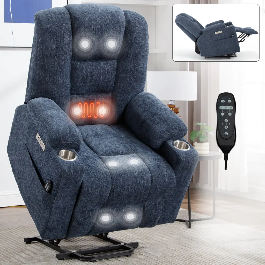 Large Power Lift Recliner Chair Weightage and Heat Elderly comfortmax