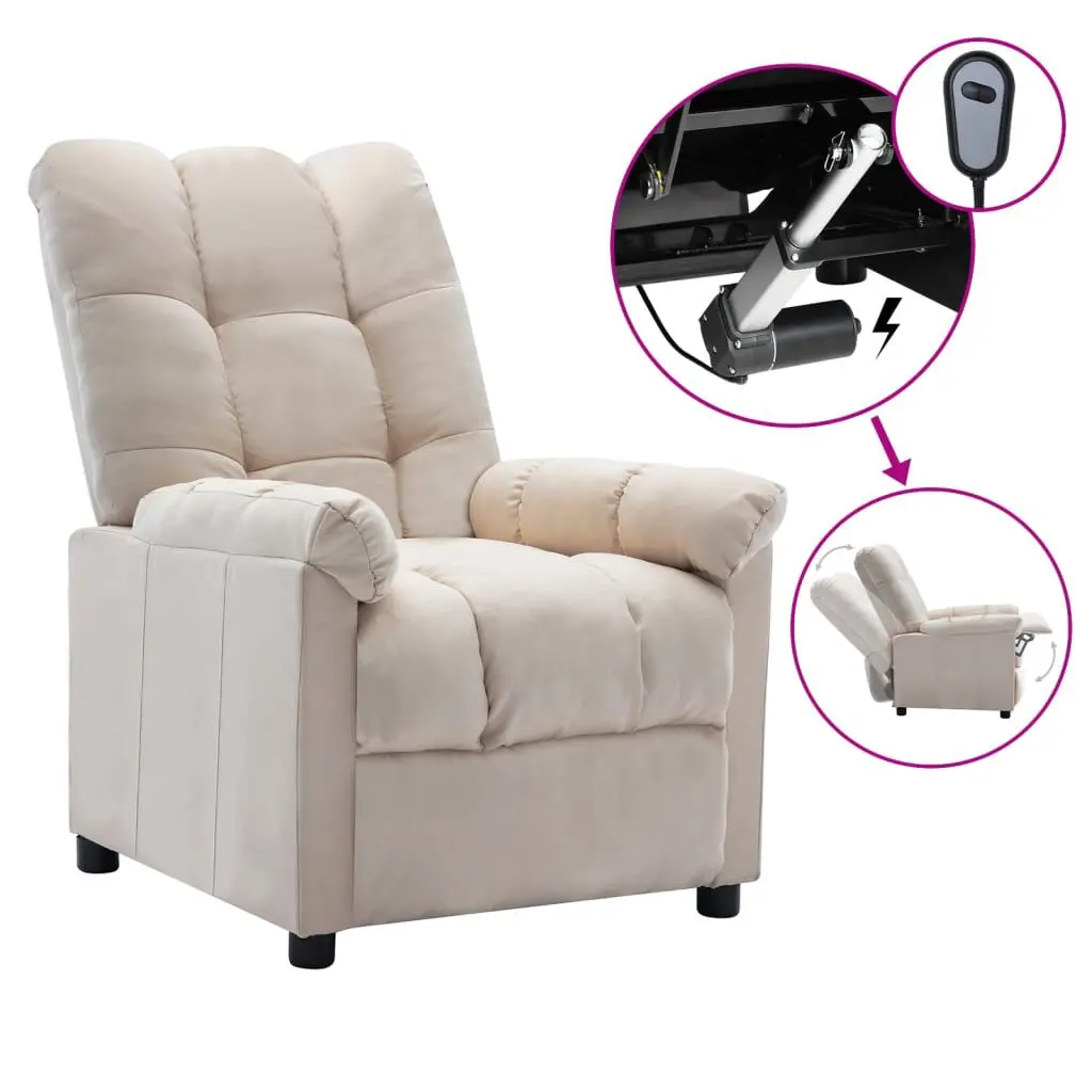Cream Fabric Recliner Comfortable Living Room Chair Adjustable Back