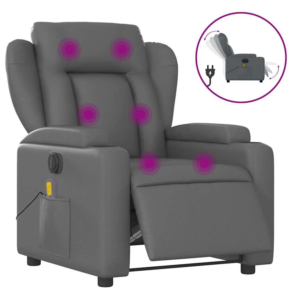 Electric Massage Recliner Chair Gray Faux Leather Living Room Furniture