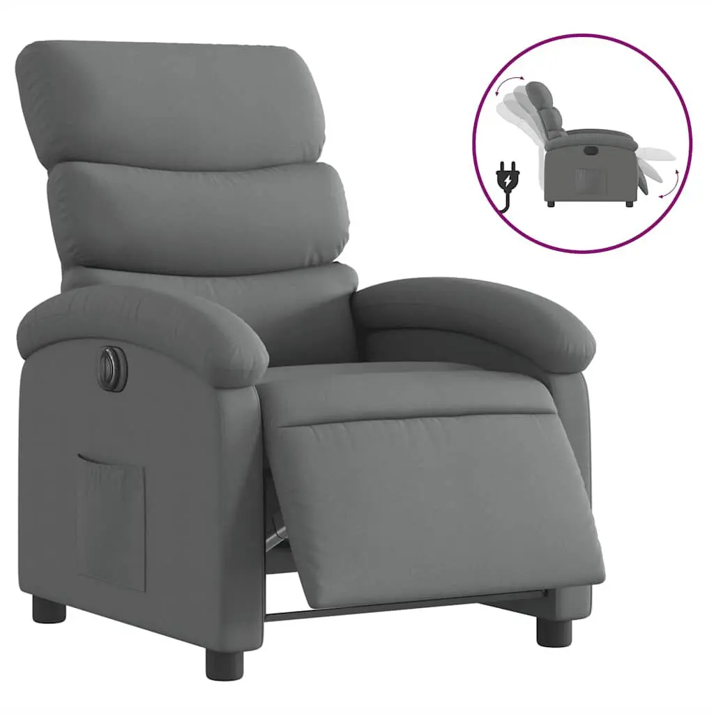 Electric Recliner Chair Dark Gray Fabric Power Lift Recliner Living Room