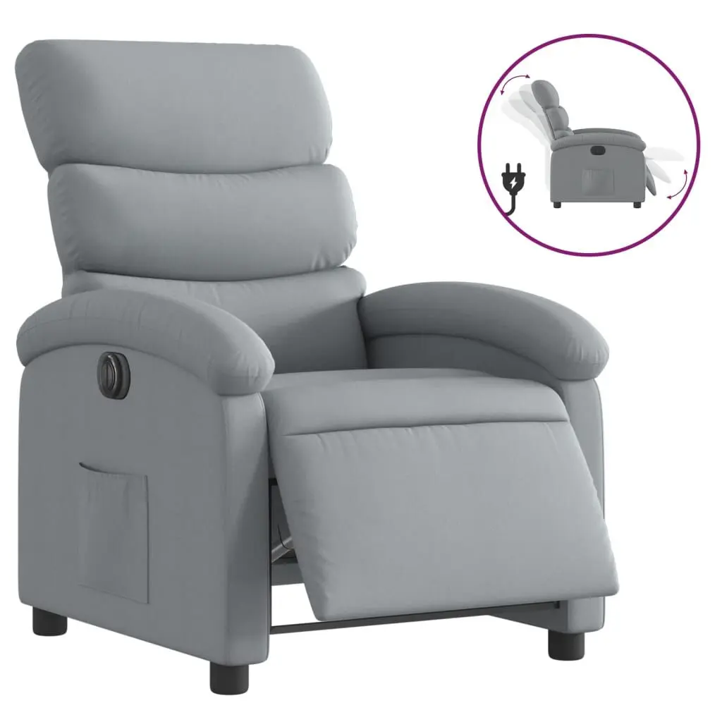 Electric Recliner Chair Light Gray Fabric Power Lift Recliner Sofa
