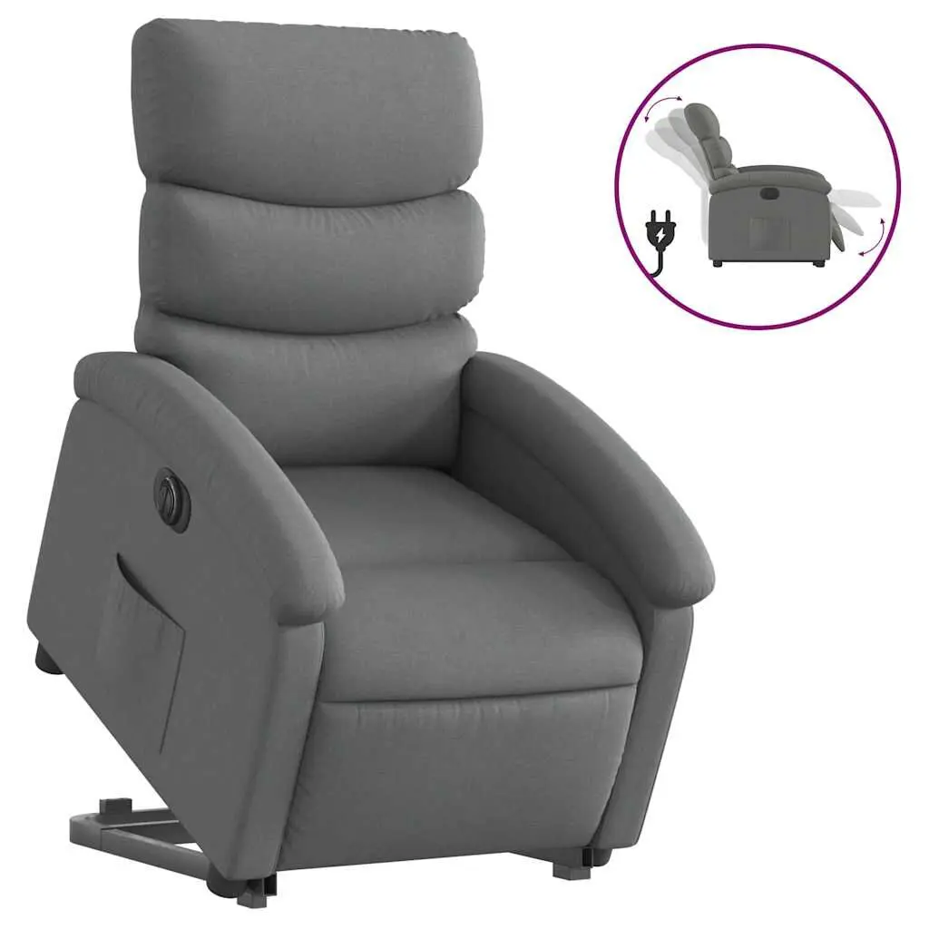 Electric Stand up Recliner Chair Dark Gray Fabric Power Lift Chair