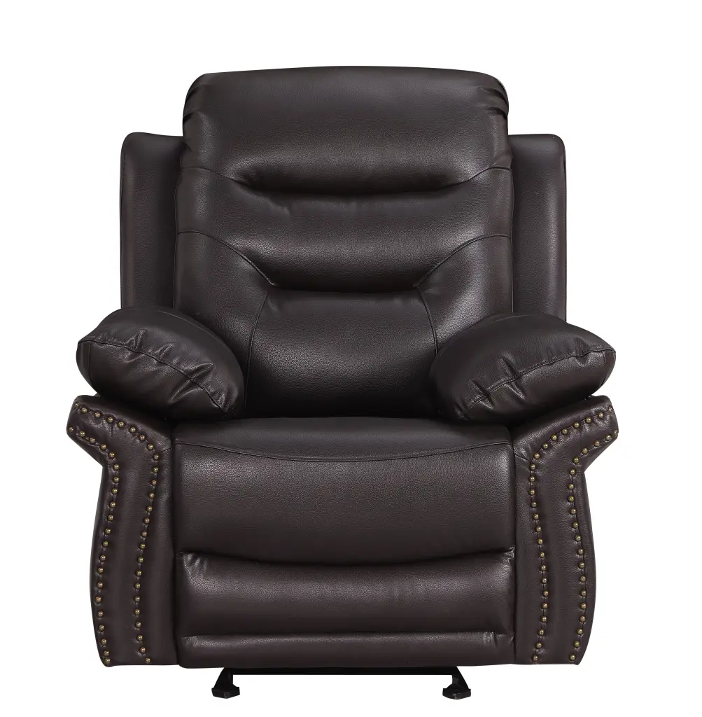 Hide Air Upholstered Reclining Chair Fiber Back and Brown Foam Leather global united