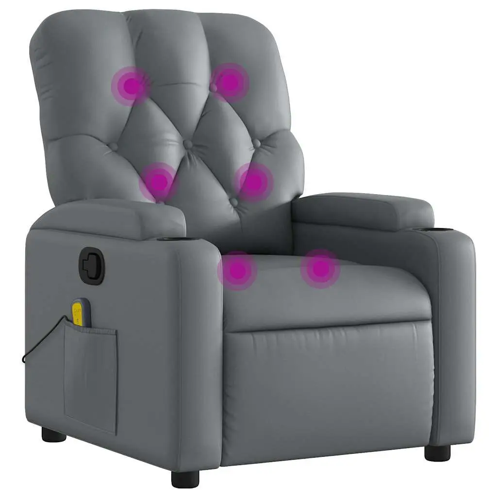 Gray Faux Leather Massage Recliner Chair Ultimate Relaxation