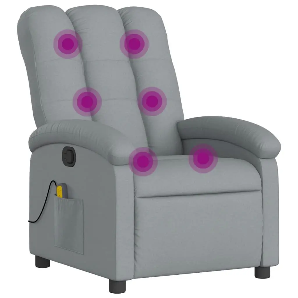 Light Gray Fabric Massage Recliner Chair Adjustable Positions