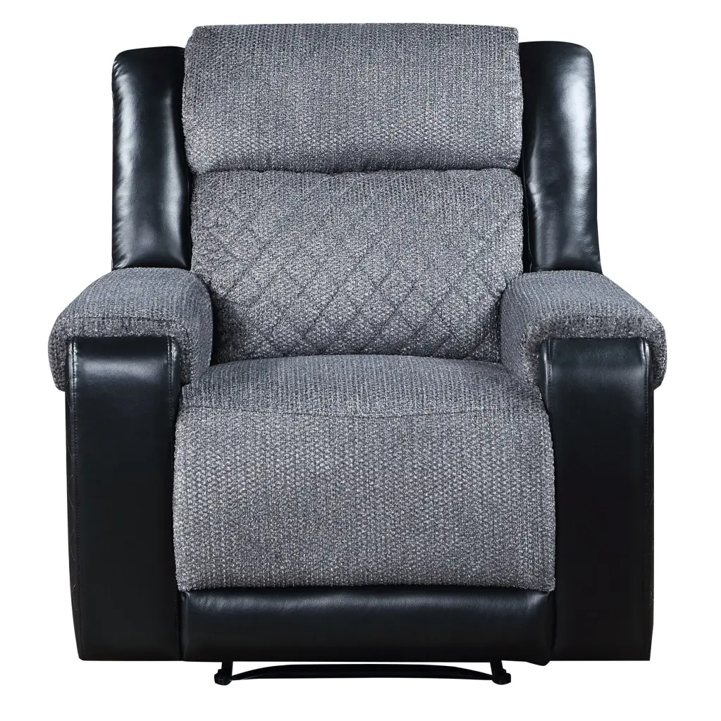 Alicia Grey Black Recliner Chair Gray Upholstery Living Room luxe modern furniture
