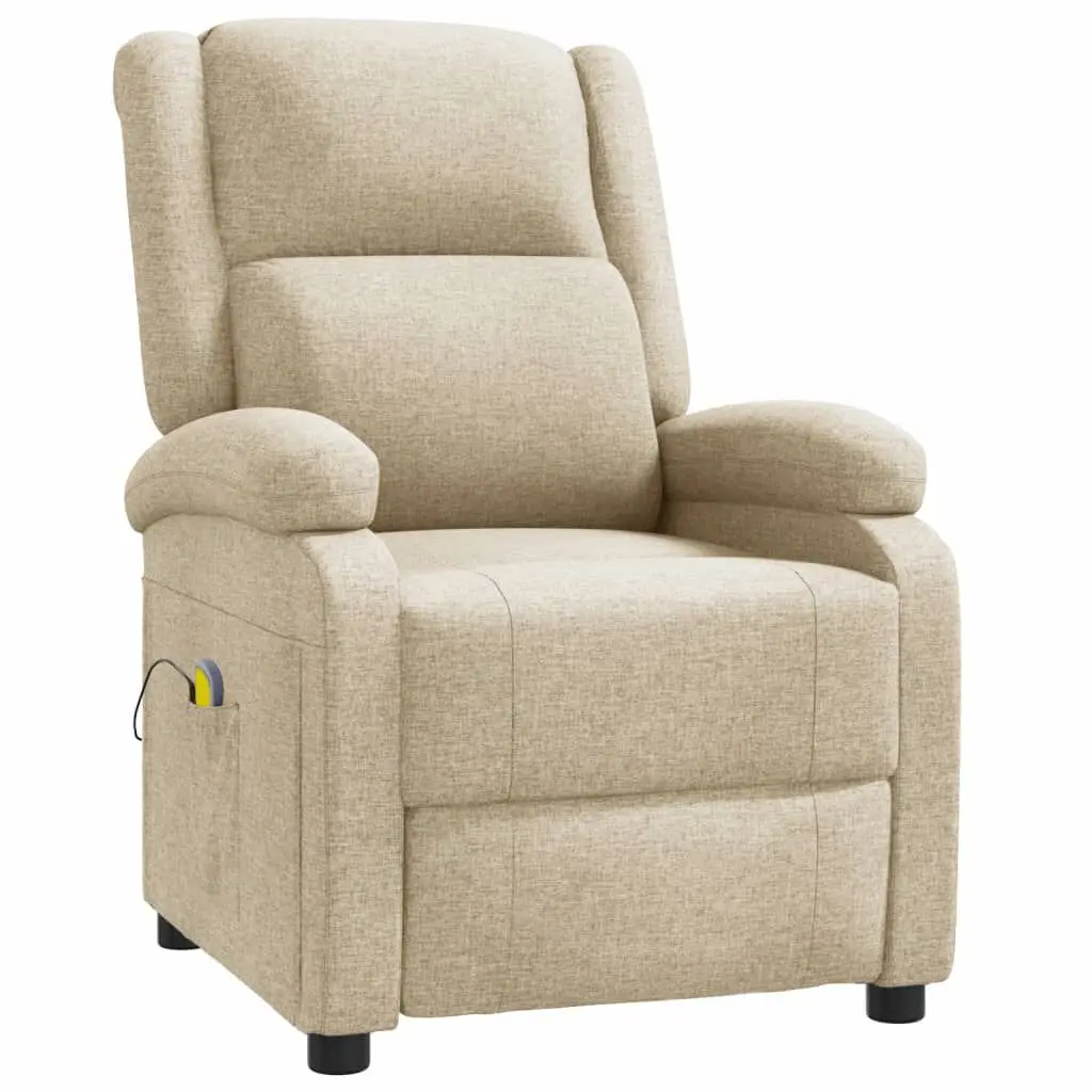 Massage Chair Cream Fabric Recliner Heating Function