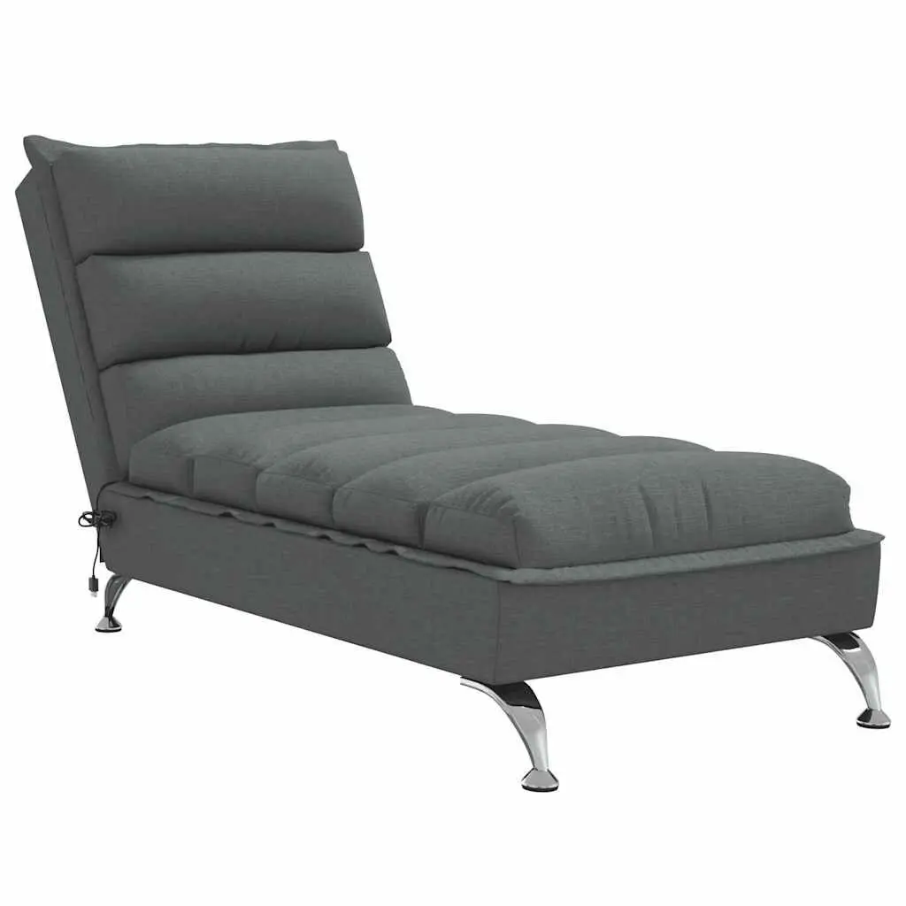 Massage Chaise Lounge Cushions Dark Gray Fabric Reclining Chair