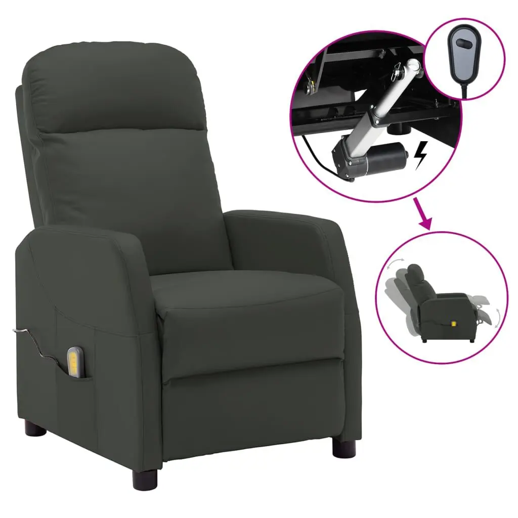 Massage Recliner Anthracite Faux Leather Electric Reclining Chair