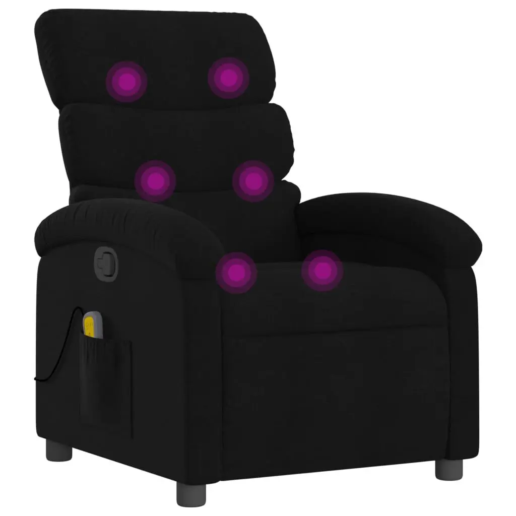 Massage Recliner Chair Black Fabric Living Room Comfort Recliner