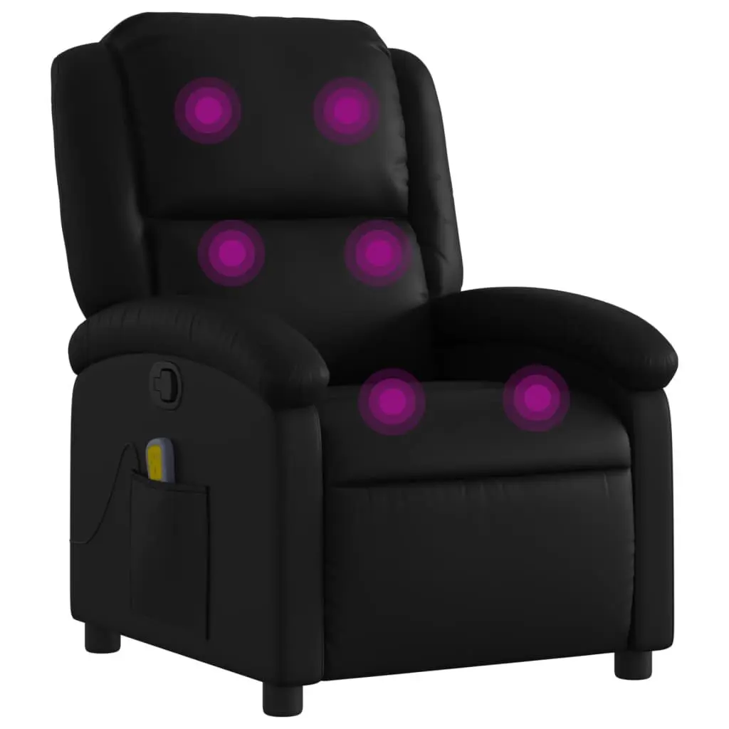 Massage Recliner Chair Black Faux Leather Ergonomic Living Room Seat