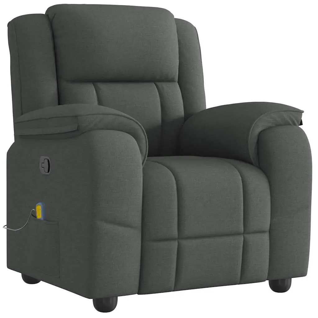 Massage Recliner Chair Dark Gray Fabric Ergonomic Living Room Chair