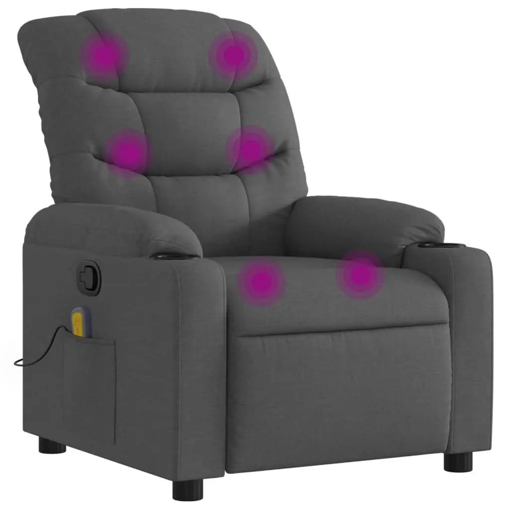 Massage Recliner Chair Dark Gray Fabric Power Lift Recliner